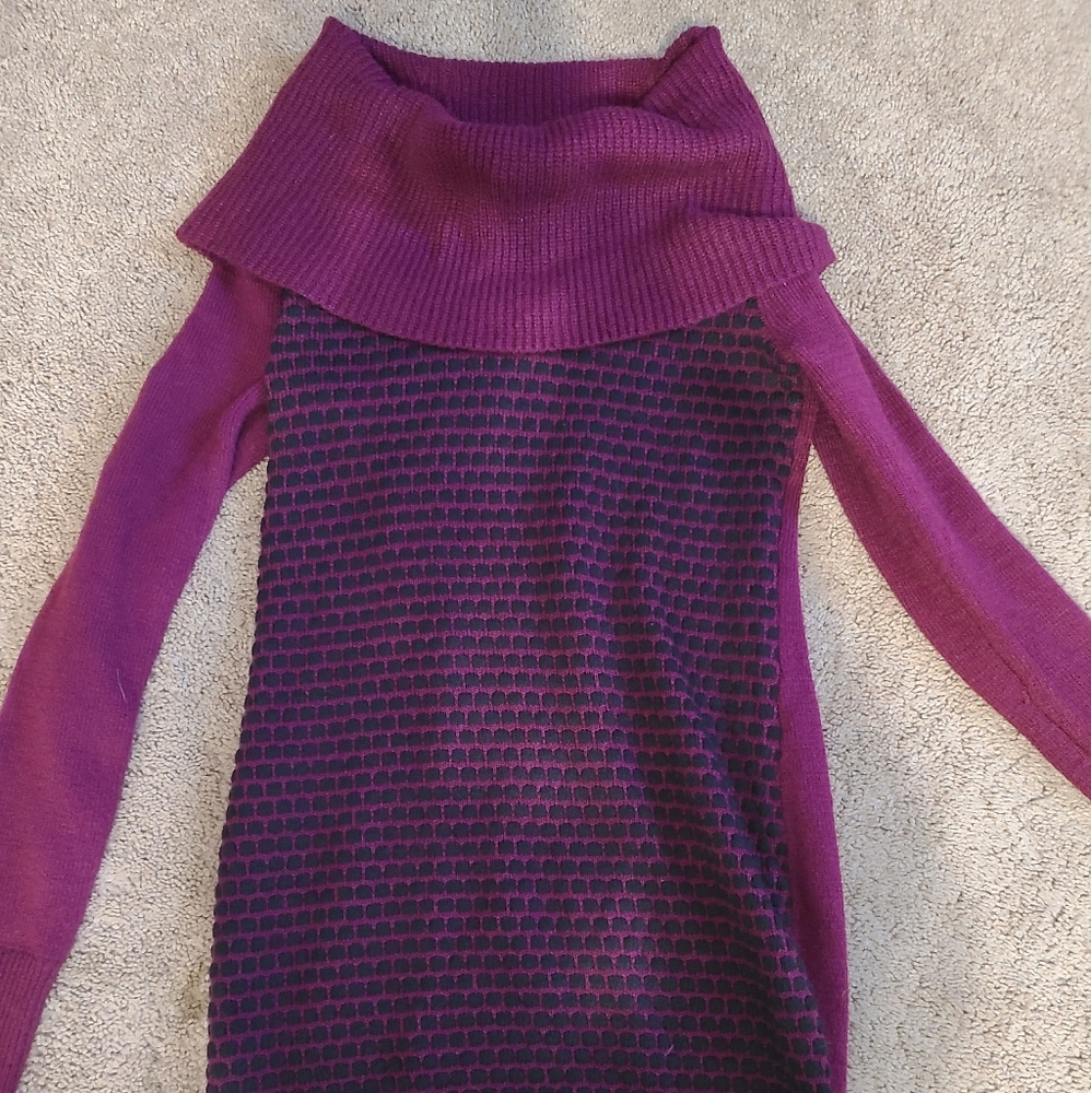 Candie's, Purple Cowl Neck Sweater Tunic,   Medium